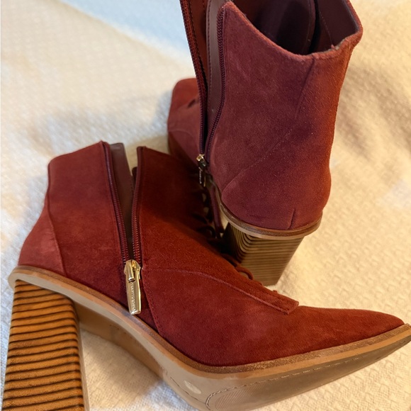 Vince Camuto Red Suede Heeled Boots - Picture 5 of 15